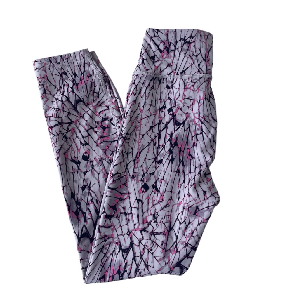 JoyLab White Multi Color Workout Leggings Ankle Length Waistband Pocket New XS